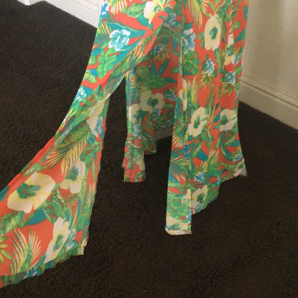 Decree Coral Tropical Front Slit Maxi Dress - Picture 9 of 10